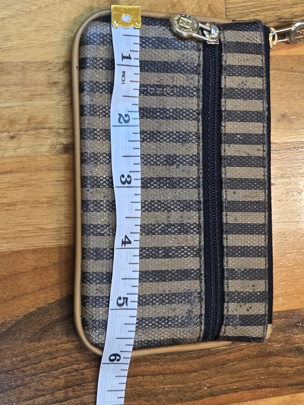 Vintage Fendi Pequin Striped Zippered Pouch - Mini Coin Purse Wallet - Picture 12 of 13